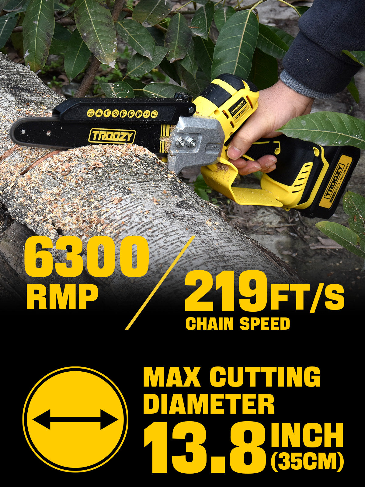8-INCH Cordless Pole Saw with 21V 4.0Ah Battery Powered