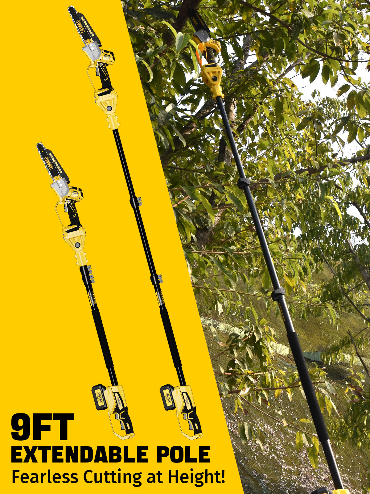 8-INCH Cordless Pole Saw with 21V 4.0Ah Battery Powered