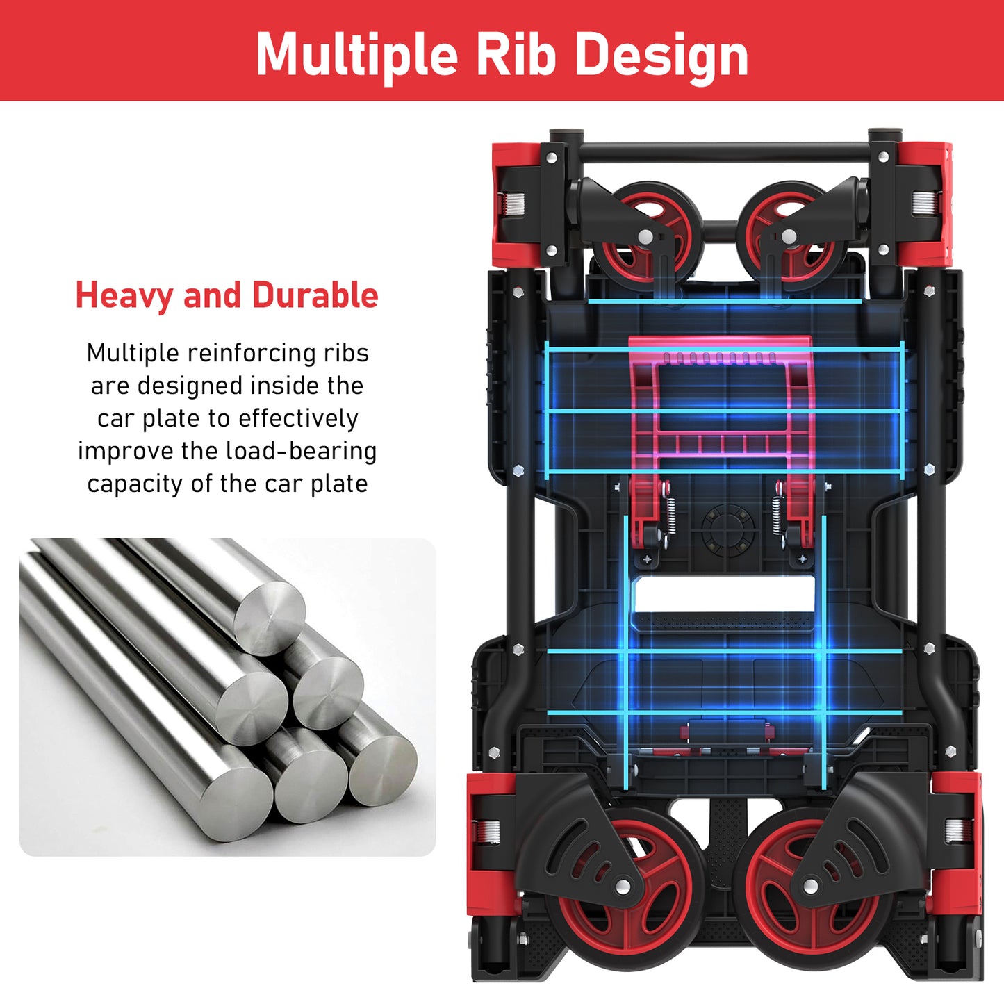 2-in-1 Foldable Hand Truck Dolly (red)