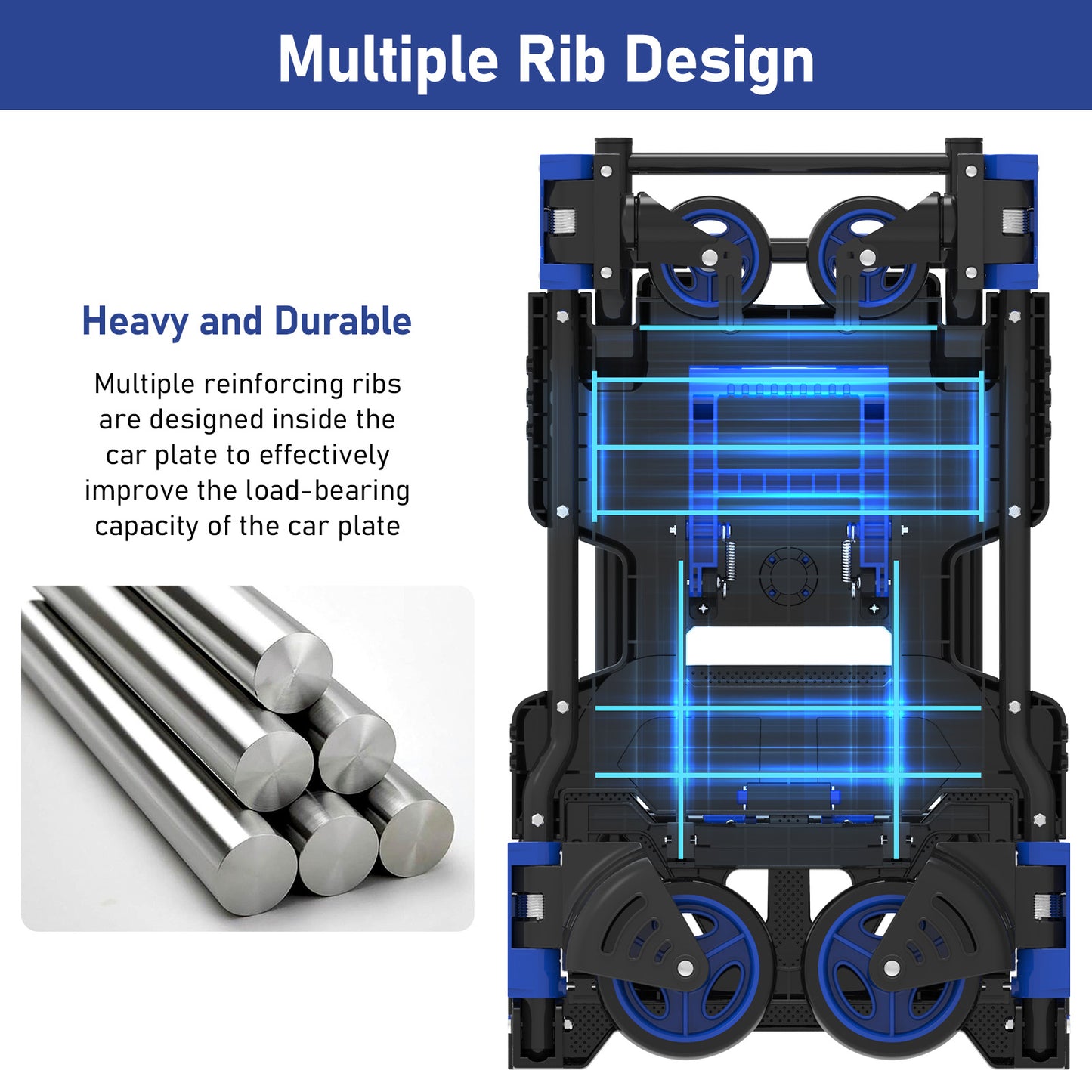 2-in-1 Foldable Hand Truck Dolly (blue)