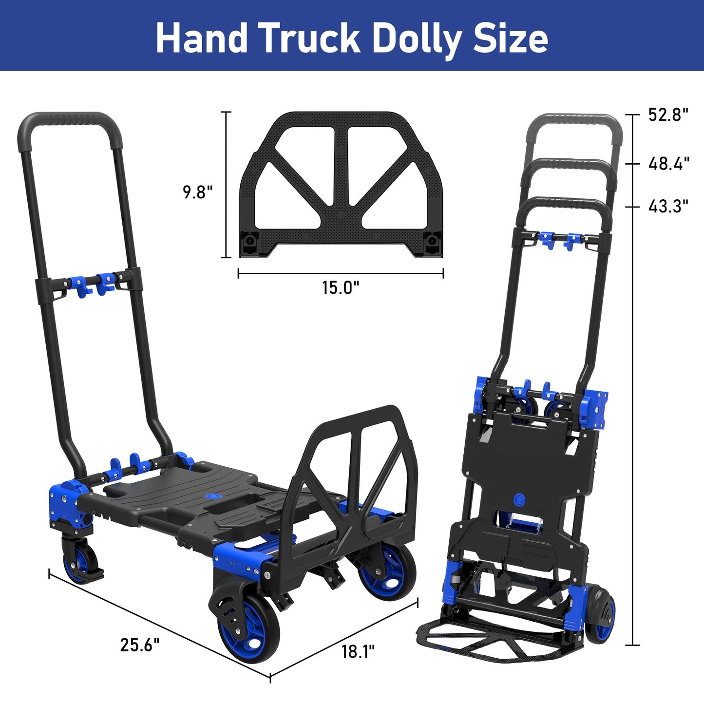 2-in-1 Foldable Hand Truck Dolly (blue)