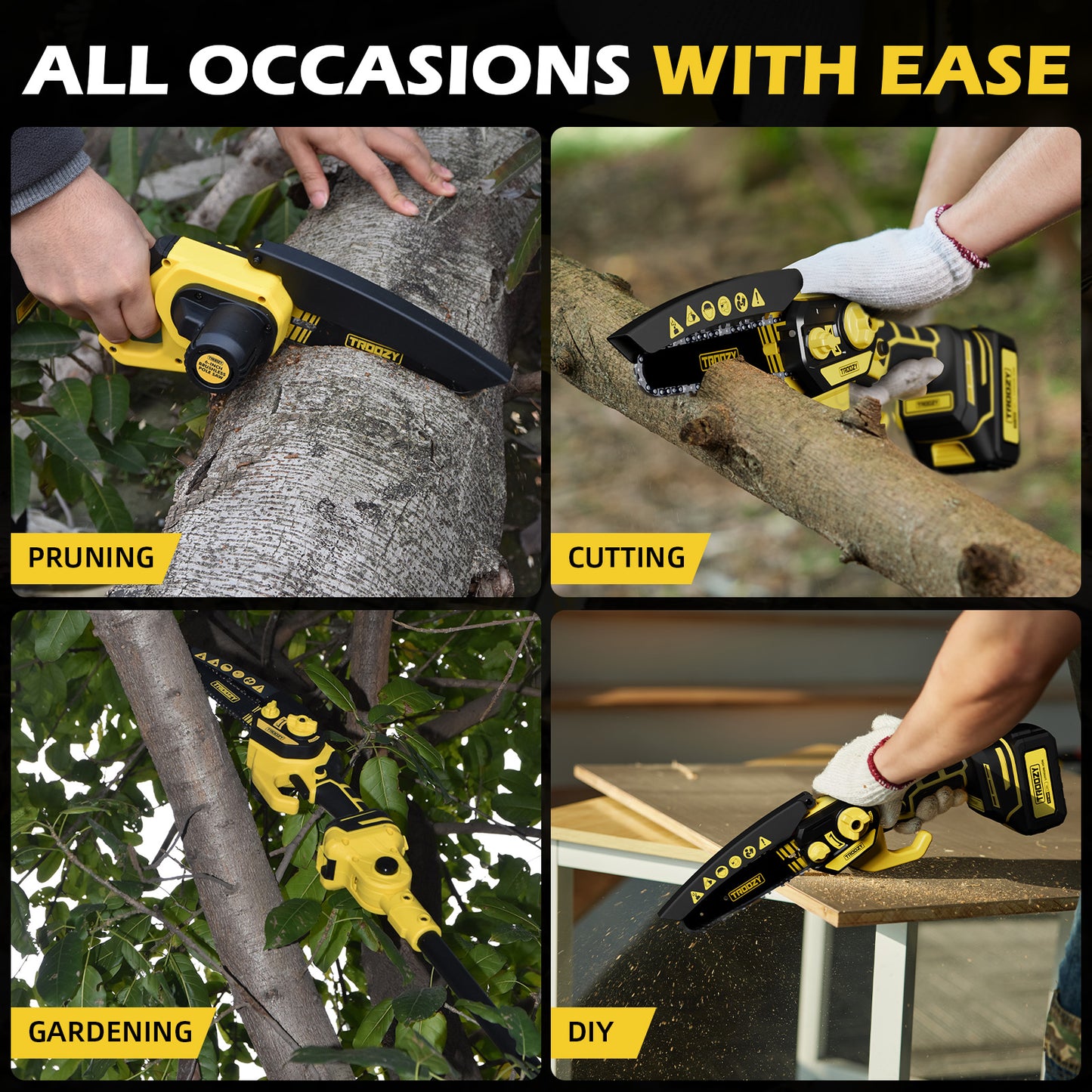 6-inch Cordless Chainsaw with 21V 3.0Ah Battery Powered