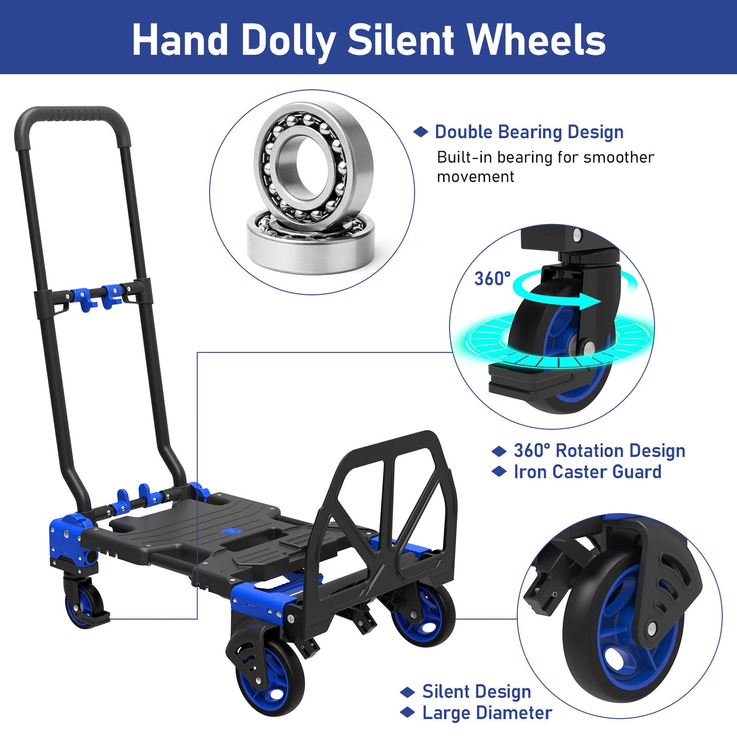 2-in-1 Foldable Hand Truck Dolly (blue)