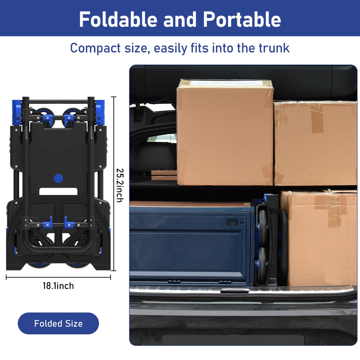 2-in-1 Foldable Hand Truck Dolly (blue)