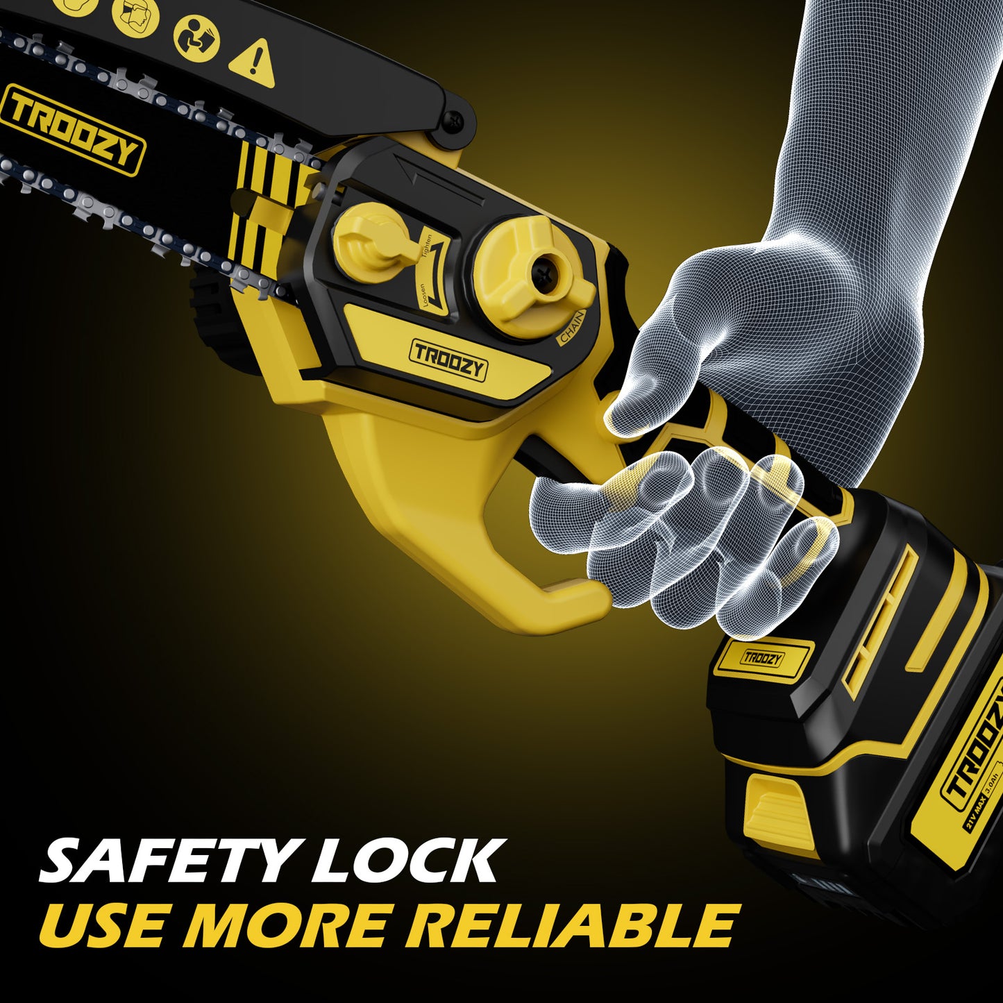 6-inch Cordless Chainsaw with 21V 3.0Ah Battery Powered