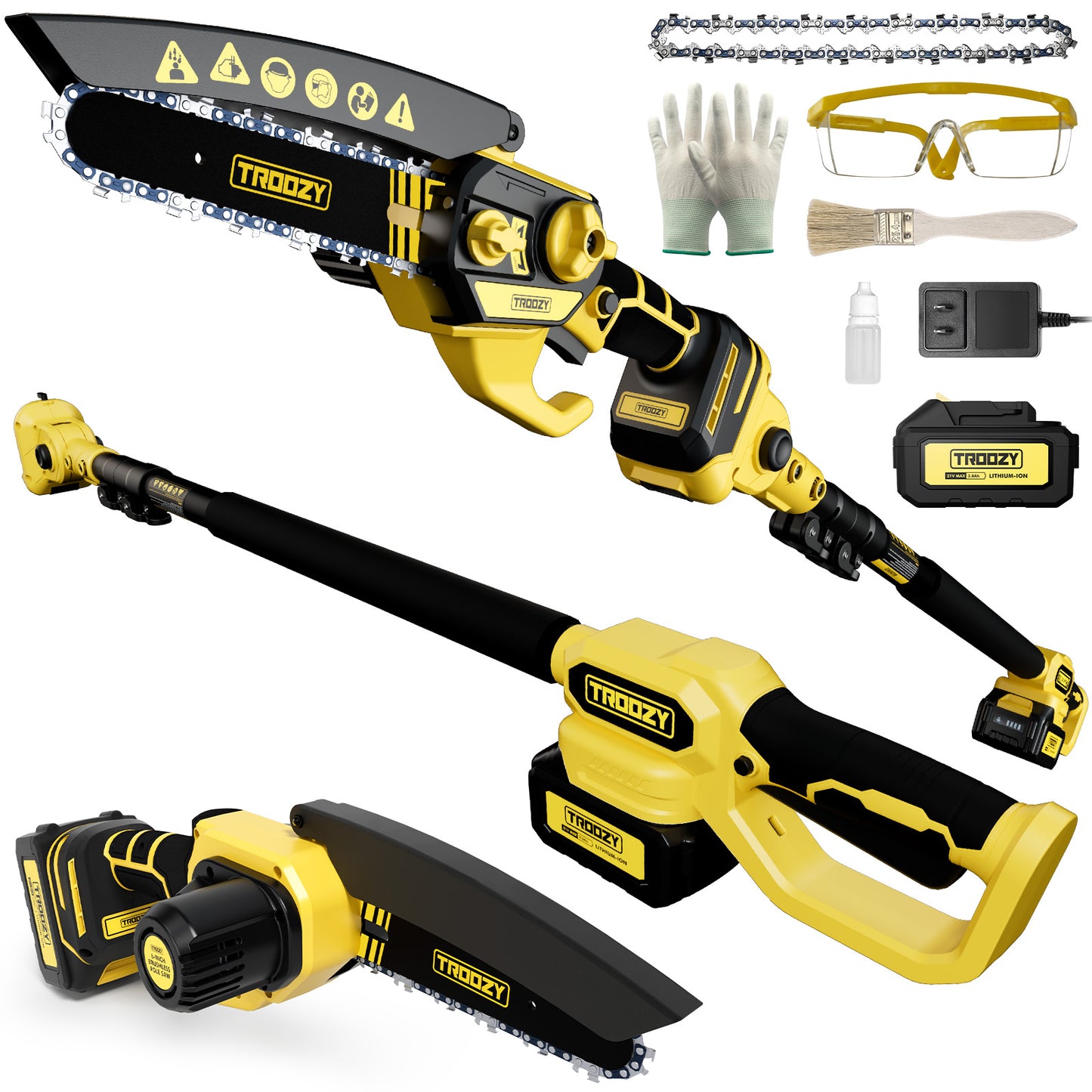 6-inch Cordless Pole Saw & Mini Chainsaw 2-in-1 (Battery Included)