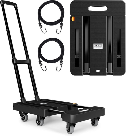 Heavy Duty Folding Hand Trucks with 6 Wheels & 2 Elastic Ropes