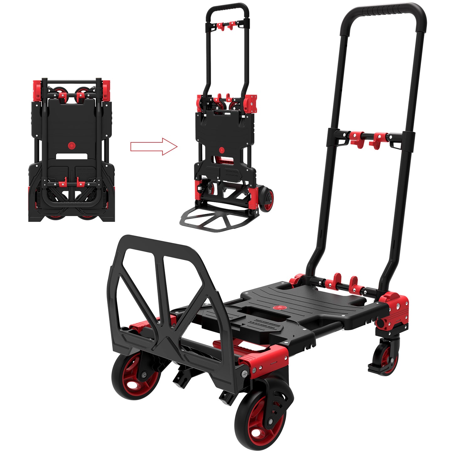 2-in-1 Foldable Hand Truck Dolly (red)