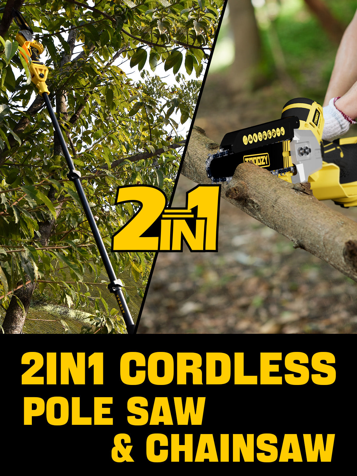 8-INCH Cordless Pole Saw with 21V 4.0Ah Battery Powered