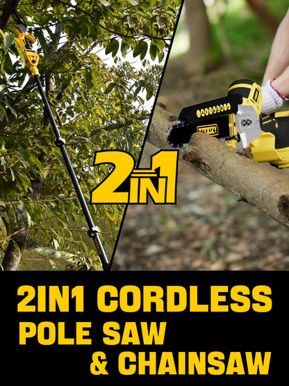 8-INCH Cordless Pole Saw with 21V 4.0Ah Battery Powered