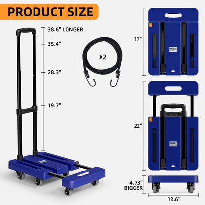 Folding Hand Truck, 500 LB Heavy Duty Luggage Cart (Blue)