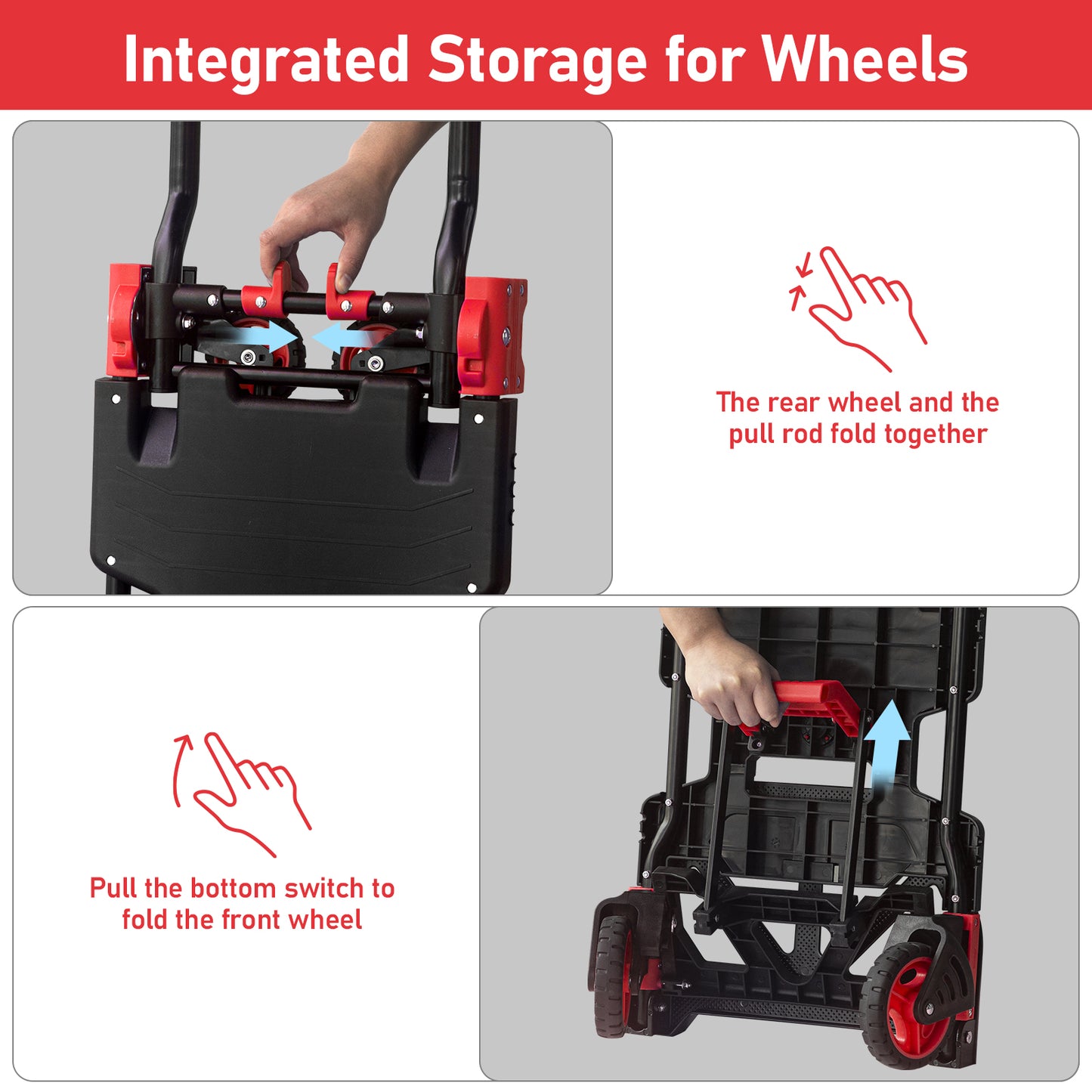 2-in-1 Foldable Hand Truck Dolly (red)