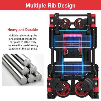 2-in-1 Foldable Hand Truck Dolly (red)