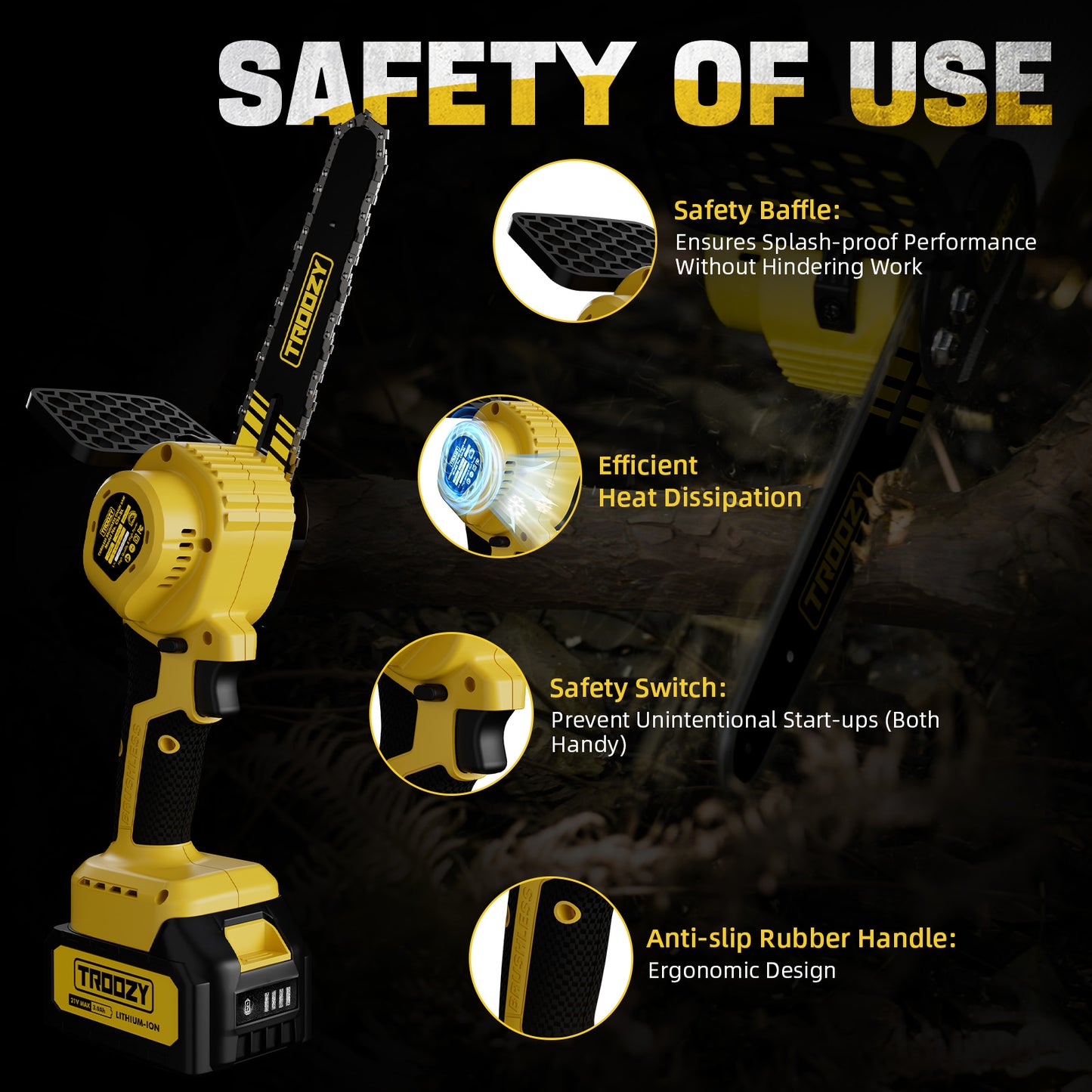 Troozy Mini Chainsaw Cordless 6 Inch