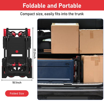 2-in-1 Foldable Hand Truck Dolly (red)