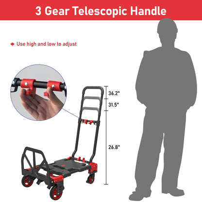 2-in-1 Foldable Hand Truck Dolly (red)