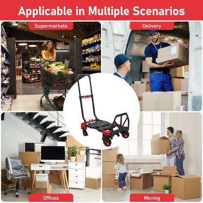 2-in-1 Foldable Hand Truck Dolly (red)